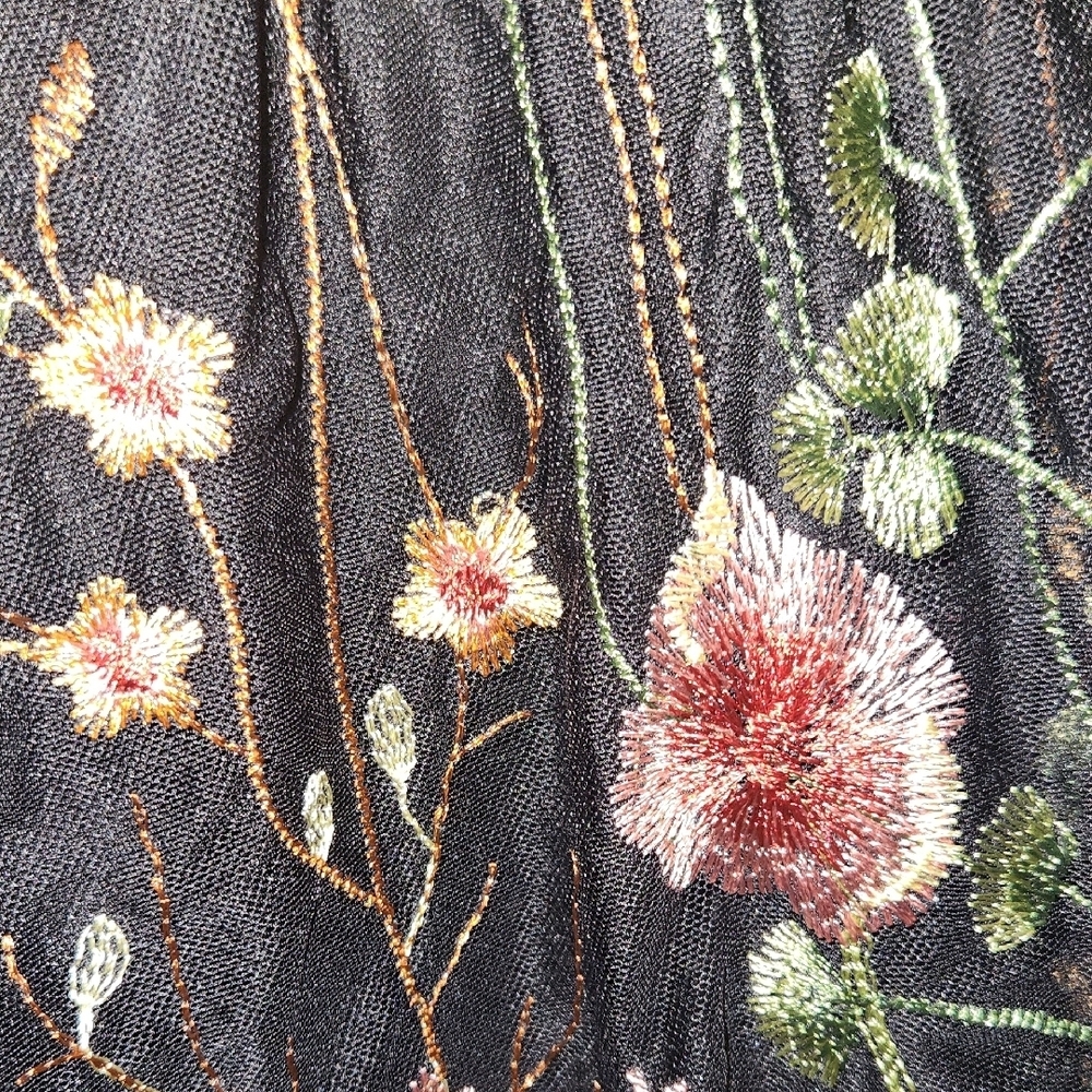 Paraphrase Orange and Black Ruffled Bell Sleeve Blouse - Picture 4 of 4